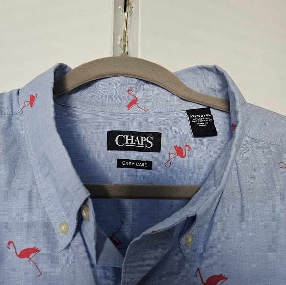 Chaps Blue Flamingo Print Men's Shirt- 3XLT NWOT - Picture 3 of 3